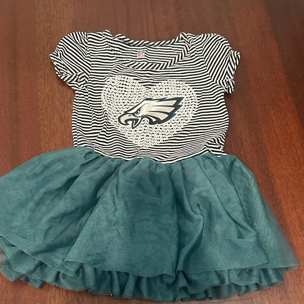 Girls Eagles dress Striped Dress with green Skirt and Heart Logo